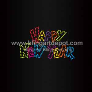Happy New Year Iron On Rhinestone Transfers